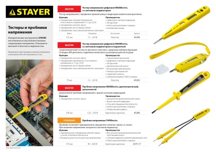 Тестер напряжения STAYER &quot;MASTER&quot; цифровой со световым индикатором, 12-220В, 125мм 45290 купить в Нижневартовске