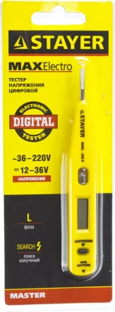 Тестер напряжения STAYER "MASTER" цифровой со световым индикатором, 12-220В, 125мм 45290 купить в Нижневартовске