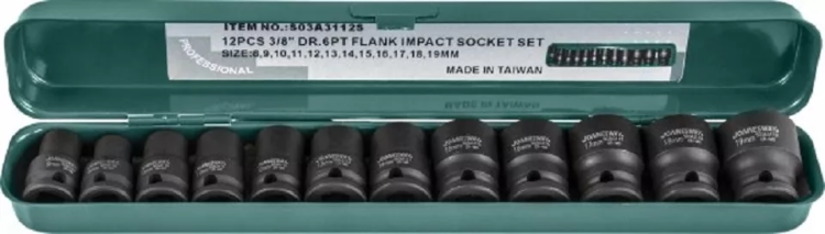 Набор головок торцевых ударных 3/8"DR 8-19мм  Jonnesway S03A3112S 12предметов 48505 купить в Нижневартовске