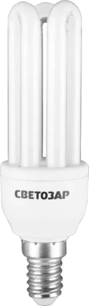 Энергосберегающая лампа СВЕТОЗАР "U-КЛАССИКА"спираль,цоколь E14(миньон),Т2,3U,яркий белый свет(4000К), 8000час,12Вт(60) 44314-12 купить в Нижневартовске