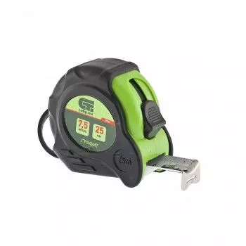 Рулетка Графит, обрезиненный корпус, амортизатор, 7,5 м х 25 мм  СИБРТЕХ 32533 купить в Нижневартовске