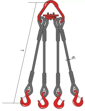 Строп канатный четырехветвевой 4СК 12.5 т L=4 м заплет на станке купить в Нижневартовске