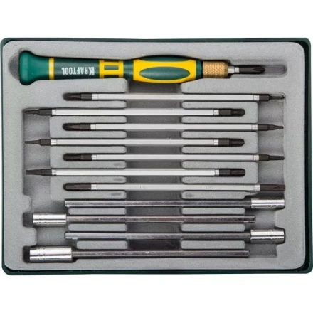 Набор KRAFTOOL Отвертки для точных работ с насадками, в боксе, 12 предметов 25611-H12 купить в Нижневартовске