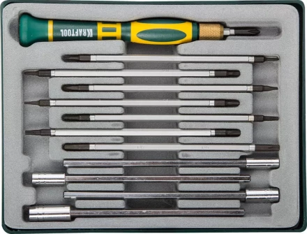 Набор KRAFTOOL Отвертки для точных работ с насадками, в боксе, 12 предметов 25611-H12 купить в Нижневартовске