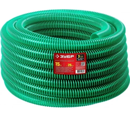 Шланг напорно-всасывающий ЗУБР со спиралью ПВХ 15 м, 25 мм, 3 атм купить в Нижневартовске