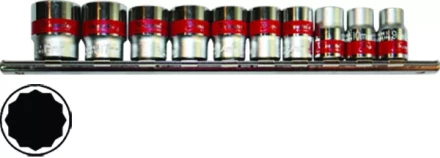 Набор торцевых головок, 3/8", 12-ти гр., CrV, 10шт., 9-19мм MATRIX 13595 купить в Нижневартовске