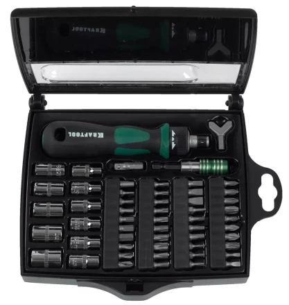 Отвертка KRAFTOOL "EXPERT", реверсивная, с битами, 55шт 25554-H55 купить в Нижневартовске