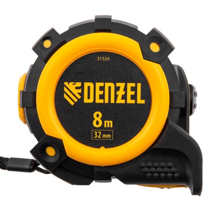 Рулетка Denzel 8м х 32мм, автоматич. фиксац., нейлон. покрытие, магнит. зацеп, двухстор. разметка, 31524 купить в Нижневартовске
