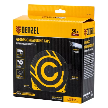 Рулетка геодезическая 50 м х 15 мм  Denzel 31292, закрытый корпус, фиберглассовая лента купить в Нижневартовске