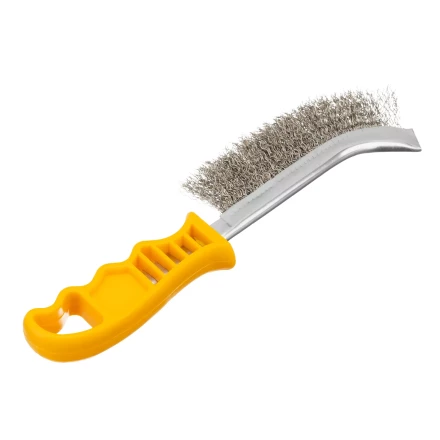 Щетка металлическая с пластмассовой ручкой, нержавеющая проволока Denzel 748287 купить в Нижневартовске