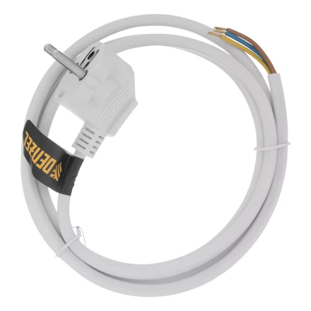 Шнур сетевой Denzel Energy Series, ПВС, 1,5 м, 3 x 1 мм, с неразборной вилкой, белый, 3 м, 37662 купить в Нижневартовске