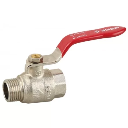 Кран ЗУБР шаровой 1/2" полнопроходной "мама-папа", ручка, никелированная латунь 51351-N-1/2 купить в Нижневартовске