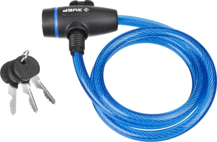 Замок ЗУБР "ПРОФЕССИОНАЛ", тросовый, 3 ключа в комплекте, длина троса 1200мм, d 10мм 37261-120 купить в Нижневартовске