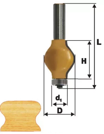Фреза кромочная фигурная Ф32Х38 мм хвостовик 12 мм 46417 купить в Нижневартовске