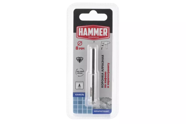 Коронка алмазная HAMMER Ф8х60мм (DHS 8.0*60/5) купить в Нижневартовске