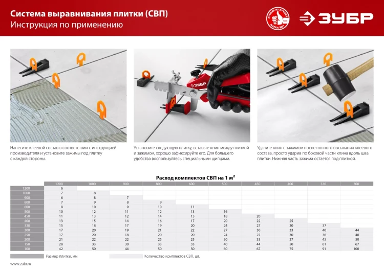 ЗУБР СВП, 1,0 мм, зажим, 100 шт, система выравнивания плитки (33861-100) купить в Нижневартовске