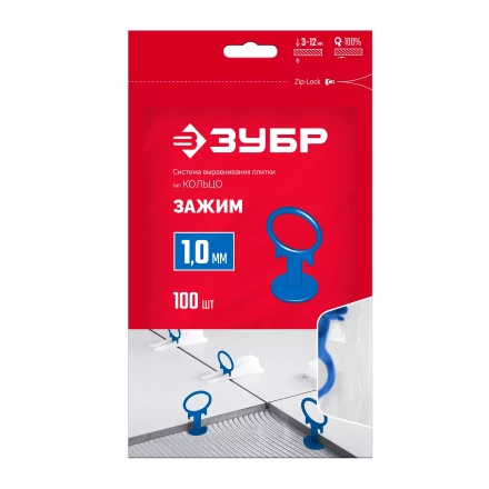 ЗУБР СВП, 1,0 мм, зажим, 100 шт, система выравнивания плитки (33861-100) купить в Нижневартовске