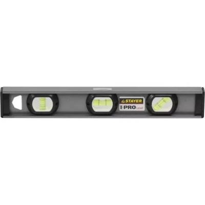 Уровень STAYER "PROFESSIONAL" I-PROLevel, усилен рельс с ручками, утолщен особопрочн профиль, точность 1мм/м, 3 ампулы, 40см 3477-040