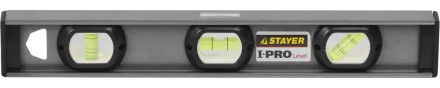 Уровень STAYER "PROFESSIONAL" I-PROLevel, усилен рельс с ручками, утолщен особопрочн профиль, точность 1мм/м, 3 ампулы, 40см 3477-040 купить в Нижневартовске