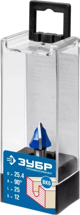 ЗУБР 25.4 x 25 мм, угол 90° мм, фреза пазовая галтельная V-образная, Профессионал (28752-25.4) купить в Нижневартовске