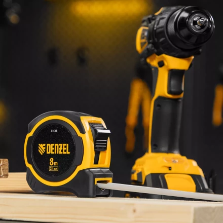 Рулетка Denzel 8м х 25мм, двухкомп. корпус, магнитный обрезиненный зацеп, 31533 купить в Нижневартовске
