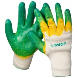 Перчатки ЗУБР &quot;МAСTEP&quot; трикотажные, х/б, двойная обливная ладонь из латекса, S-M 11459-S