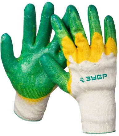 Перчатки ЗУБР "МAСTEP" трикотажные, х/б, двойная обливная ладонь из латекса, S-M 11459-S купить в Нижневартовске