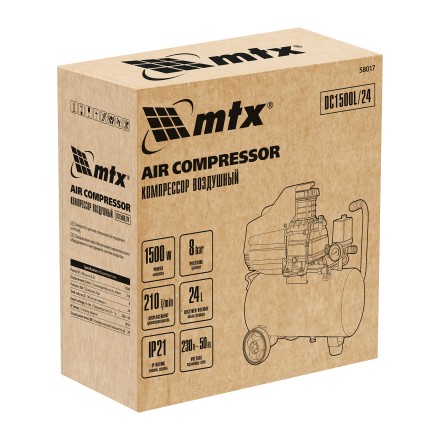 Компрессор воздушный MTX DC1500L/24, 1,5 кВт, 24 л, 210 л/мин 58017 купить в Нижневартовске