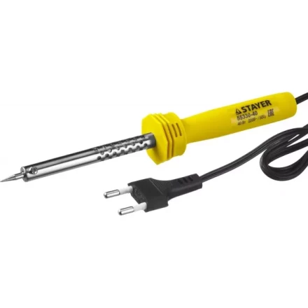 Паяльник STAYER "STANDARD" с пластмассовой рукояткой и долговечным жалом, 40 Вт, конус 55330-40 купить в Нижневартовске