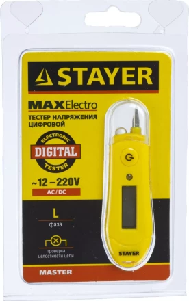 Тестер напряжения STAYER "МASTER" цифровой со световым индикатором, 12-220В, 70мм 45282 купить в Нижневартовске