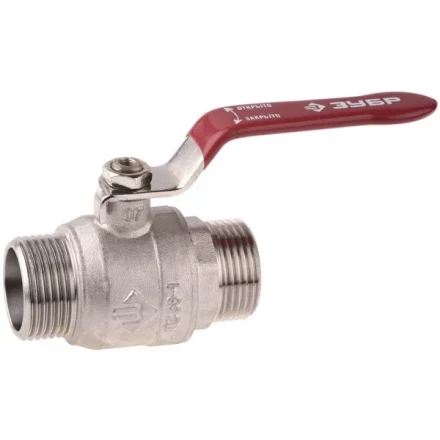Кран ЗУБР шаровой 1/2" полнопроходной "папа-папа", ручка, никелированная латунь 51352-N-1/2 купить в Нижневартовске