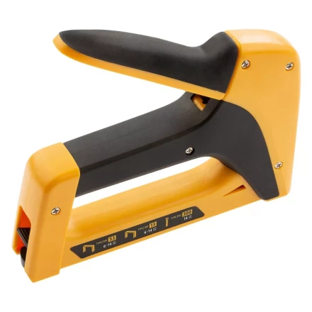 Степлер мебельный, пластиковый корпус, тип скобы: 13, 53, 300, 6-14 мм, Denzel 40210 купить в Нижневартовске