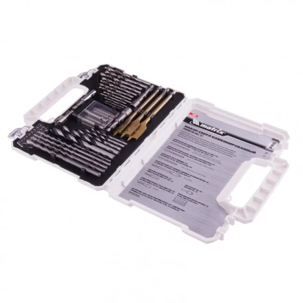 Набор сверл комбинированный по металлу 1-6,5 мм бетону 4-8 мм дереву 4-10 мм перки биты 20 шт адаптер головки 2 шт зенковка 50 предметов Pro Matrix 725650 купить в Нижневартовске