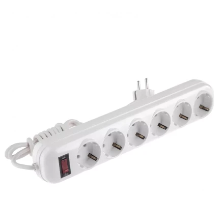 Удлинитель бытовой с заземлением и выключателем 2 м 6 розеток 10 A серия УХз10 Denzel 95980 купить в Нижневартовске