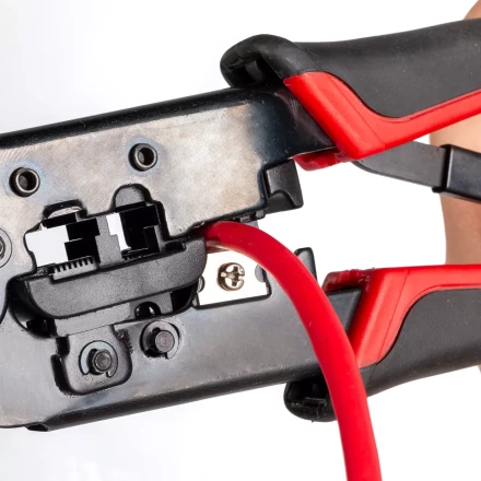 Кримпер многофункциональный КВТ JT-02 с 2 встроенными модулями для обжима RJ-45, RJ-12, RJ-11 (84626) купить в Нижневартовске