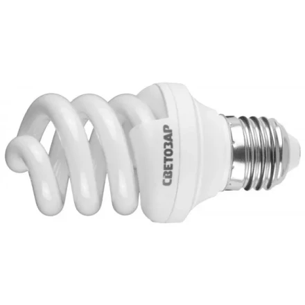 Энергосберегающая лампа СВЕТОЗАР "ЭКОНОМ" спираль,цоколь E27(стандарт),Т3,теплый белый свет (2700 К), 8000час, 9Вт(45) 44352-09_z01 купить в Нижневартовске