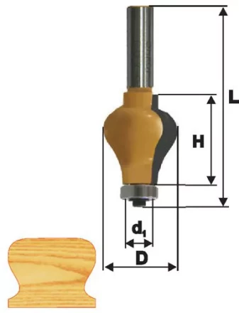 Фреза кромочная фигурная Ф32Х38 мм хвостовик 12 мм 46416 купить в Нижневартовске