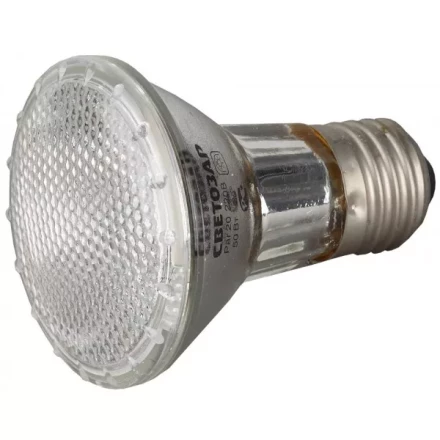 Лампа галогенная СВЕТОЗАР с защитным стеклом, цоколь E27, диаметр 65мм, 50Вт, 220В SV-44855 купить в Нижневартовске