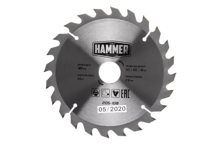 Диск пильный твердосплавный HAMMER Ф185х30мм 24зуб. купить в Нижневартовске