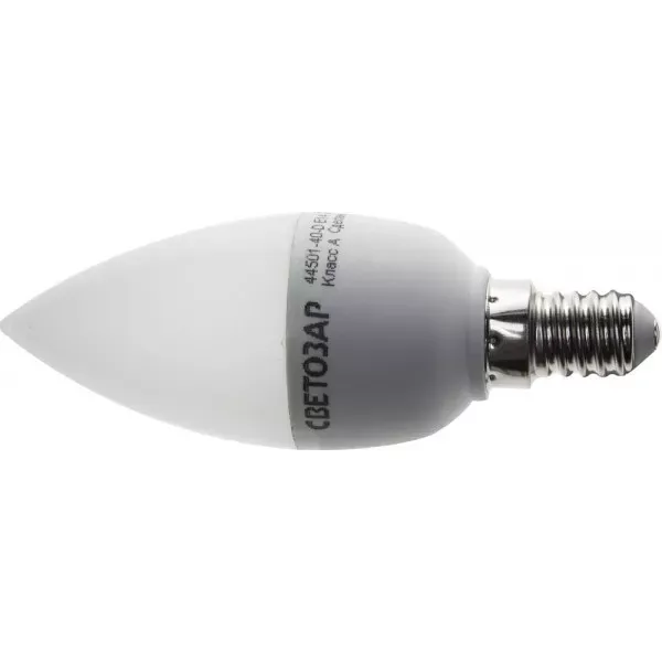 Лампа СВЕТОЗАР светодиод "LED technology", диммируемая, свеча, цоколь E14(миньон), тепл бел свет (2700К), 45 (5Вт), 220В 44501-40-D купить в Нижневартовске