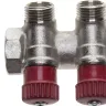 Коллектор GENERAL FITTINGS для горячей воды, вентили, никелированная латунь, вход 3/4" - 2 выхода 1/2" 51046-3/4-1/2-HT2 купить в Нижневартовске