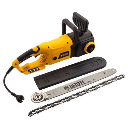 Пила цепная электрическая Denzel EDS-2000, 2 кВт,продольная, шина 40 см, шаг 3/8, паз 1.3 мм, 56 звеньев 95618 купить в Нижневартовске