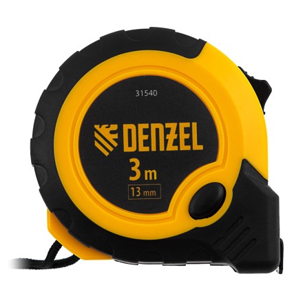 Рулетка Denzel 3м х 13мм, двухкомп. корпус, кнопка-пауза, 31540 купить в Нижневартовске