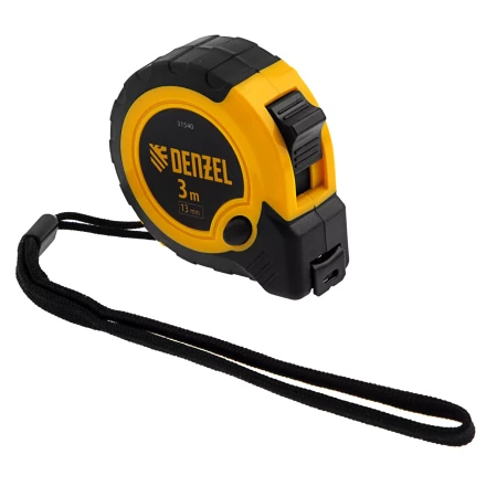 Рулетка Denzel 3м х 13мм, двухкомп. корпус, кнопка-пауза, 31540 купить в Нижневартовске