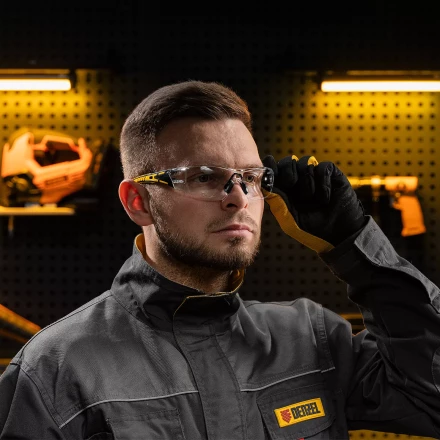 Очки защитные открытые Denzel 89191, поликарбонатные, прозрачная линза, 2х комп.дужки купить в Нижневартовске