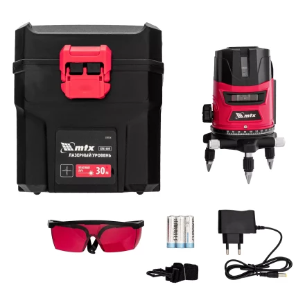 Лазерный уровень MTX CRL-30R, 30 м, красный луч, батарейки, резьба 5/8" 35034 купить в Нижневартовске