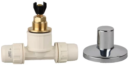 Кран ЗУБР "ШиреФит" запорный в сборе "штуцер с гайкой - кран запорный - штуцер с гайкой", 16мм 51570-16 купить в Нижневартовске