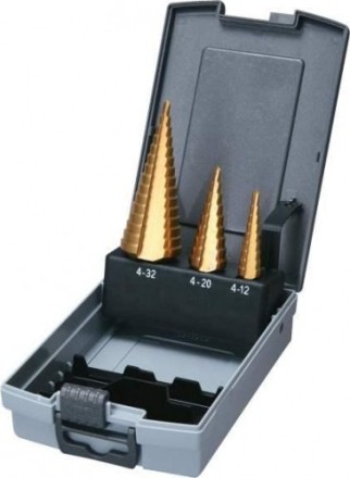 Набор ступенчатых сверл HSS-TiN c прямым желобком 3 шт., 1/4&quot; (4-12, 4-20, 4-32), Makita D-46573 купить в Нижневартовске