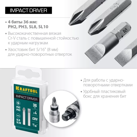 Биты для ударно-поворотных отверток KRAFTOOL 25551 купить в Нижневартовске
