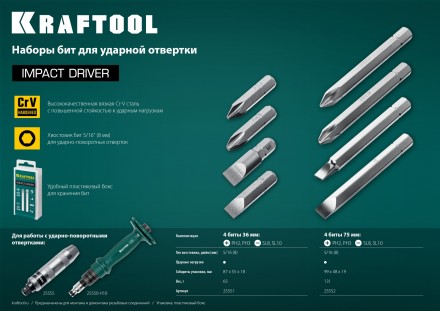 Биты для ударно-поворотных отверток KRAFTOOL 25551 купить в Нижневартовске